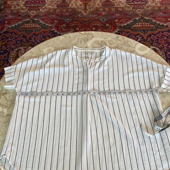 Monk & Loui Pin Stripe Baseball Style Oversized Tunic Top - Picture 8 of 9